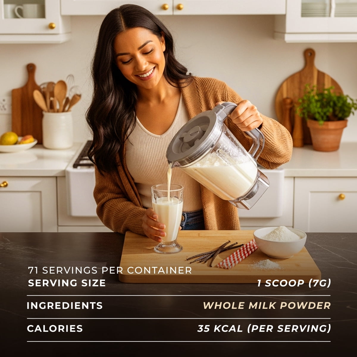 Gya Tea Co Whole Milk Powder - 1.1lb (17.64 Oz) - Pasture Raised Source, Non-GMO, Gluten Free - Shelf Stable Premium Grade Powdered Milk for Baking, Cooking, Smoothies - Rich in Protein & Calcium