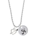 thumbnail image 1 of Delight Jewelry Silvertone Open Cupid's Heart Silvertone Script Initial Disc - H - Charm Necklace, 20"+3", 1 of 4