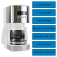 thumbnail image 4 of Kenmore Aroma Control Programmable 12-cup Coffee Maker, White/Stainless, 4 of 12