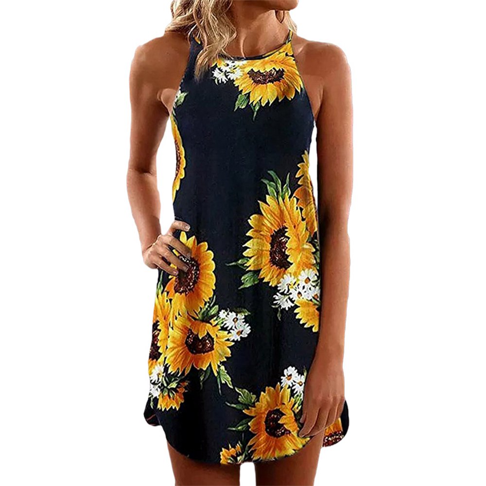 Sexy Dance Casual Dresses For Women Summer Floral Print Sleeveless