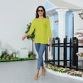 thumbnail image 5 of Susanny Casual Tops for Women Trendy Floral Elbow 3/4 Length Sleeve Oversized T Shirts Women Half Sleeve V Neck Womens Dress Shirts Work Blouses Women Fluorescent Green XL, 5 of 8