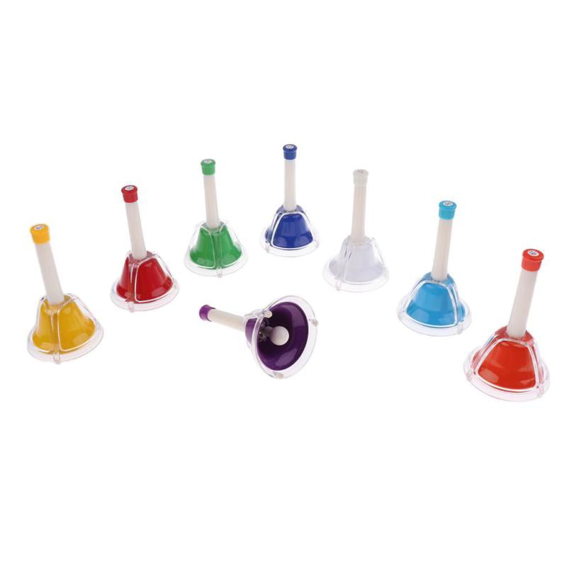 Ehome Hand Bell Set 8 Note Diatonic Metal Musial Bells for Kids Musical Gift Toy 