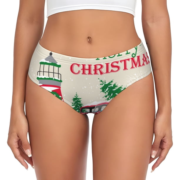 Balery Merry Christmas 1 Ropa Interior de Algodón para Mujer con Dibujo – Braguitas Cómodas y Elásticas, Estilo Clásico-Large