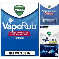 Vicks VapoRub 3.53oz   VapoInhaler 1 Count   VapoCool Menthol Severe Sore Throat Drops 45 Count