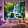 thumbnail image 2 of Waterfall in a Lush Green Forest Surrounded by Moss and Vines, Serene Watercolor for Nature Lovers, Serene Nature Wall Art, Housewarming Gift, Tapestry Wall Hanging for Bedroom and Living Room, 2 of 7