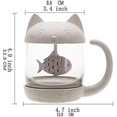 thumbnail image 5 of Cat Glass Tea Mug Water Bottle - With 250ml (8oz) Fishbread Infusion Filter Filter (white), 5 of 5