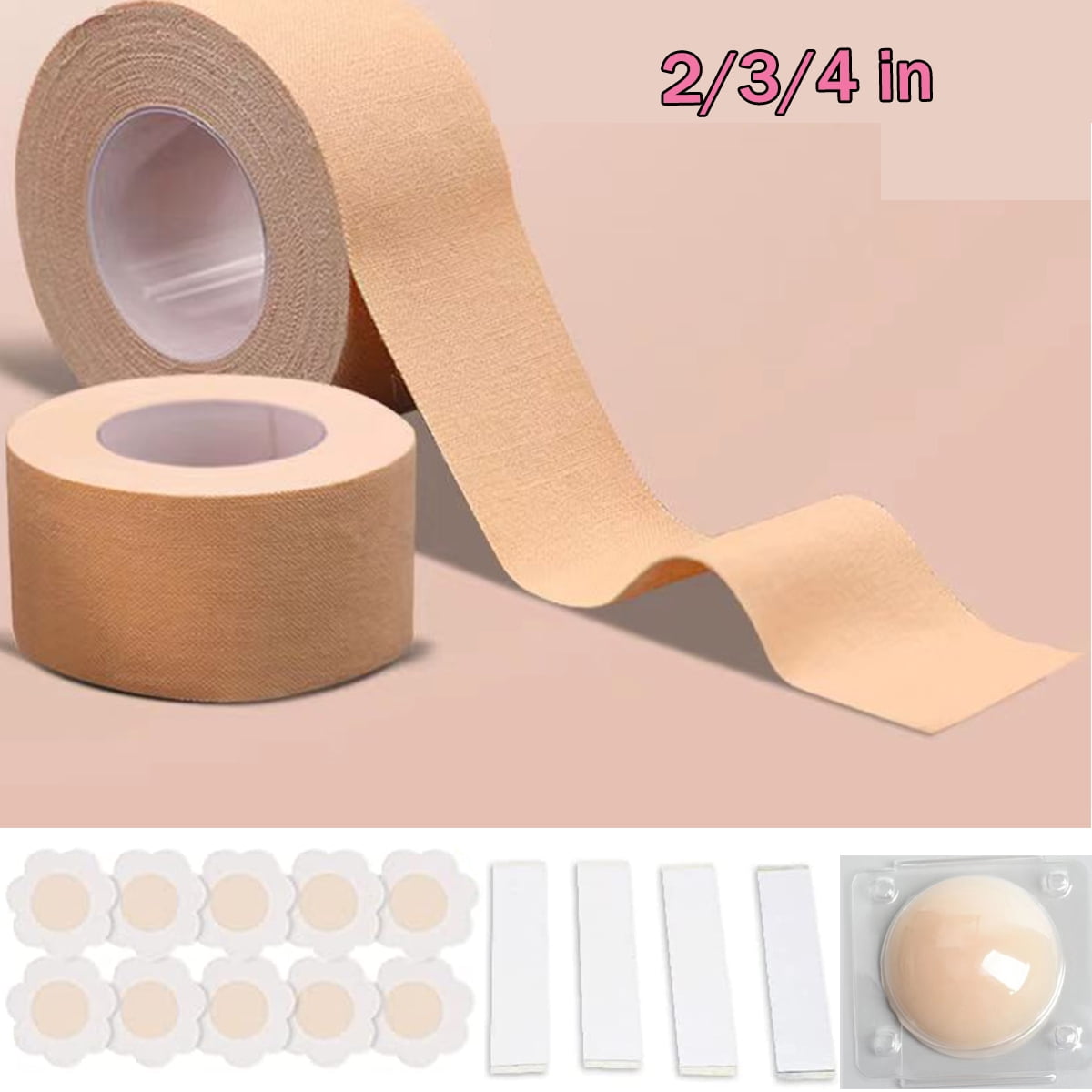 Qualife Breast Up Lift Tape Boob Tape and 8 Pcs Push up Nipple Cover  Adhesive Bra Breathable Reusable Athletic Tape Sticky Bras Chest Support  Body Tape for A-E Cup (Tape with 8