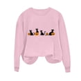thumbnail image 2 of CLOISE Womens Crewneck Sweatshirt Graphic Halloween Fleece Lining Trendy Pullover Witch Long Sleeve Tops Fall Winter Slim Outfits for Daily Wear Pink L, 2 of 5