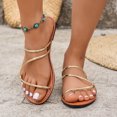thumbnail image 7 of PiGOGI Women's Metallic Thin Strap Flat Sandals Non-Slip Comfortable Slide Summer Gold 5.5, 7 of 7