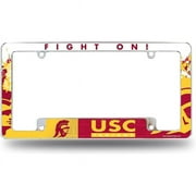 USC Trojans Chrome Metal License Plate Frame with Bold Full Frame Design