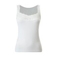 thumbnail image 4 of YWMJI Lace Camisole for Women Slim Fit V Neck Double Lined Wide Strap Crop Tank Tops Soft Ribbed Sleeveless Going Out Flattering Layering Cami Lightweight Lace Trim Basic Undershirt White L, 4 of 4