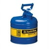 Justrite 7120300 Type I Steel Safety Can for Kerosene, 2 gallon, Blue - #7120300
