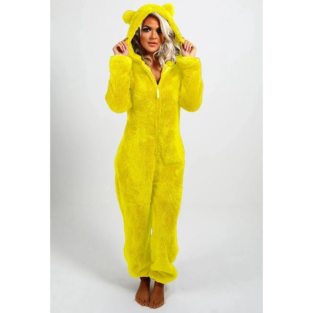 Plus Size Coral Fleece Jumpsuit for Women Christmas Pajamas One-Piece Pyjamas Winter Warm Women Hooded Onesies Sleepwear S-5XL