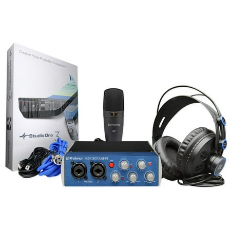 Presonus Audiobox 96 Studio Podcast Podcasting Interface+Headphones+Microphone
