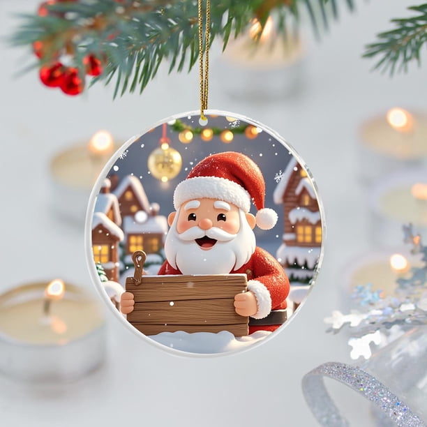 Adorno navideño | Decoración colgante de Papá Noel para árbol, corona y hogar | Colgante navideño de acrílico para chimenea, coche y decoración de fiestas | Regalo para familiares y amigos