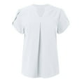 thumbnail image 3 of Womens Shirts Tops Dressy Chiffon Petal Short Sleeve V Neck Tunic Leggings Womens Golf Shirt, 3 of 4