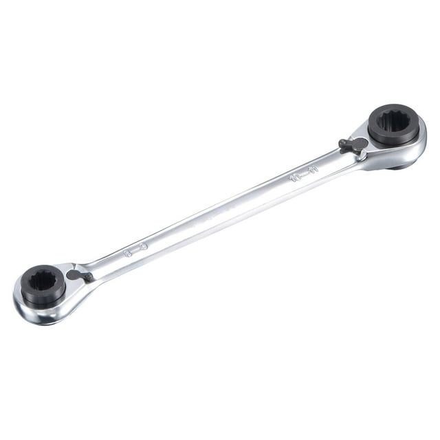 Unique Bargains 4 in 1 Reversible Ratcheting Wrench, 8-9-10-11mm 12 Point Double Box End, 72 Teeth, Metric, CR-V
