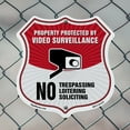 thumbnail image 5 of Video Surveillance Property Protected By Video Surveillance. No Trespassing Loitering Soliciting (5 Pack) 12 inch X 12 inch Shield-Shaped Rust-Free Aluminum Metal Signs Made in the USA, 5 of 7