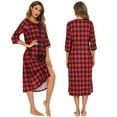 thumbnail image 4 of Zipper Front Robes Women House Coat Half Sleeve Loungewear Long Nightgown with Pockets S-XXL, 4 of 8