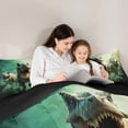 thumbnail image 4 of Manfei Boys Dinosaur Bedding Comforter Set 7pcs, Dino Theme Full Bedding Set, Jungle Wildlife Fitted Sheet Flat Sheet, Super Cozy Room Decor, 4 of 8