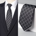 thumbnail image 3 of Yongchuantie Men's Black Checkered Pattern Tie Hand Knot 9CM Wide Tie+Gift Box, 3 of 6