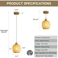 thumbnail image 2 of Mini Rattan Pendant Light Fixture Adjustable Handmade Woven Pendant Lights Kitchen Island Wicker Kitchen Pendant Lighting Over Sink Farmhouse Coastal 1 Pack, 2 of 11