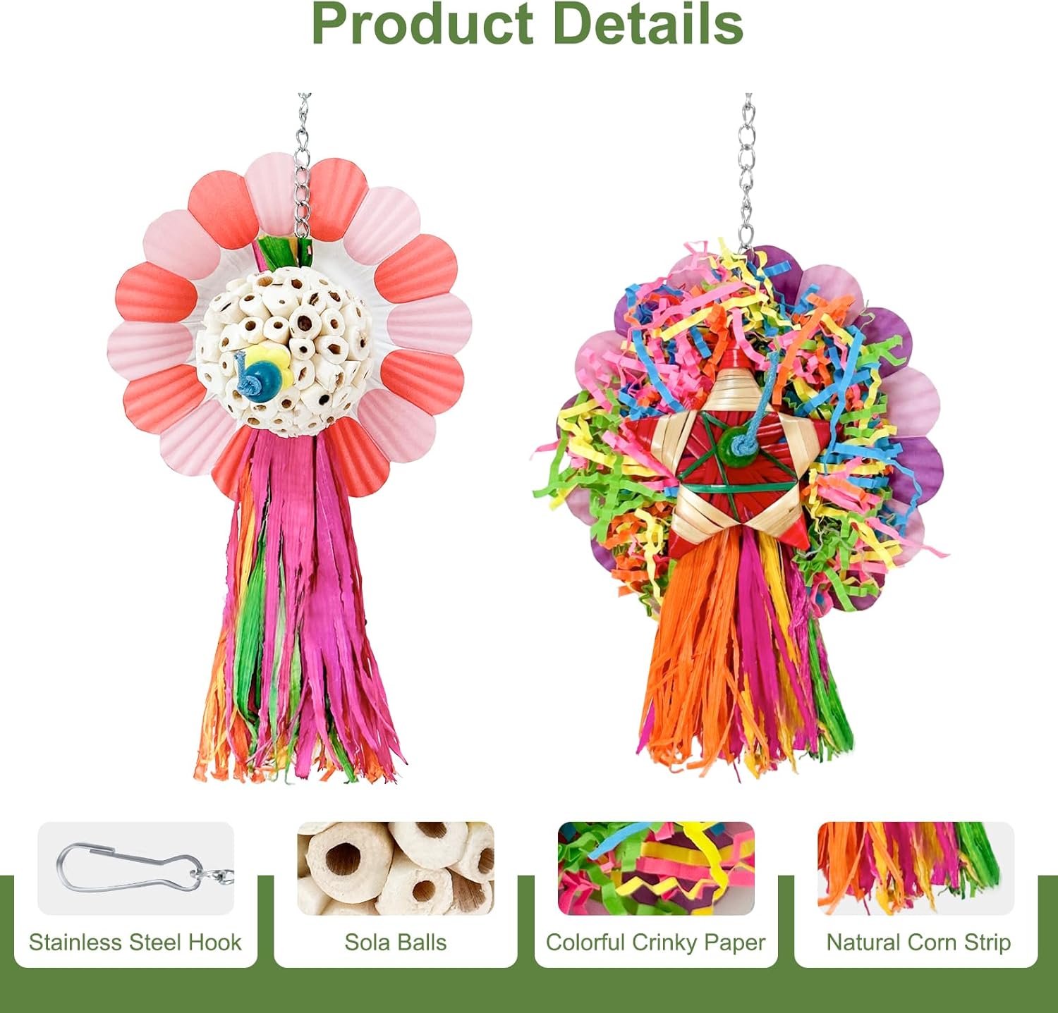 Bird Toys, Natural Corn Cob Chew Toys Foraging Toys for Parrots, Conures, Cockatiel, Lovebird