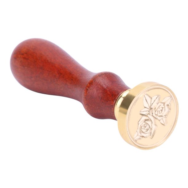 Cuadros Decorativos Sellos de cera de sellado de metal antiguo con mango de madera de flor de rosa Sello antiguo (26) Likrtyny embutido en tela