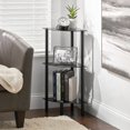 thumbnail image 3 of mDesign Glass Corner 3-Tier Tower Cabinet Storage Organizer Shelves, Black/Black, 3 of 9