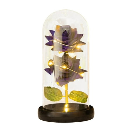 

Clear Stock Eternal Flower Simulation Rose Glass Cover Decoration LED Creative Night Light Gift For Girlfriend On Valentine s Day