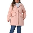 thumbnail image 2 of DARING DIVA Women's Plus Size Faux Fur Lined Long Anorak with Hood 1X Pink, 2 of 6