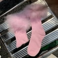 thumbnail image 5 of CUZIBR Socks For Women Fuzzy Lined Thick Wool Plush Trim Crew Socks Warm Winter Soft Thermal Cozy Boot Slipper Socks Comfy Dailywear,Pink,One Size, 5 of 5