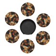 thumbnail image 3 of 6 Pce Leather Coasters 3.9in With Coasters Storage Box Antifouling And Antiscalding For Dining Room Kitchen Office Bedroom Living Room Plaid Fall Camo Brown_3, 3 of 8