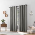 thumbnail image 6 of Archaeo Textured Linen Blend Total Blackout Grommet Top Curtain, 50"W X 63"L, Gray, 6 of 8