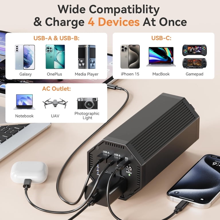 PADJYYUSZ, P8 Portable Power Bank, 27000mAh 100W, AC Outlet