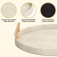 thumbnail image 2 of MODE HOME Shagreen Round Serving Tray Set of 2, Ivory Decorative Accent Trays with Gold Metal Handles for Coffee Table, Ottoman, Living Room, Bathroom and Home Decor, 2 of 7