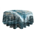 thumbnail image 5 of Watercolor White Navy Blue Marble Abstract Round Table Cloth,Wrinkle Free Table Cover with Polyester,Waterproof Reusable Tablecloth for Kitchen Picnic Party (Round,60x60inch), 5 of 6