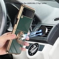 thumbnail image 3 of Compatible with Galaxy Z Flip 3 Kickstand Case Shiny Ring Holder Plating Rose Gold Edge 360 Degree Rotate Stand for Women Girls Slim Protective Magnetic Cover Case for Samsung Z Flip 3, Green, 3 of 15