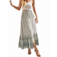 thumbnail image 3 of Maxi Skirts for Women 2025 Summer Boho Long Flowy Floral Elastic High Waist Front Slit Skirt Casual Travel Skirt White S, 3 of 9
