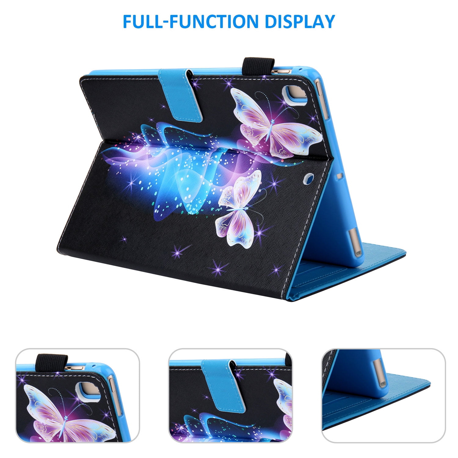 Allytech iPad 10.2 7th Generation Cases Covers, PU Leather Folio Flip Kickstand Auto Sleep Wake Protection Scratch Resistant Cards Slots Pencil Holder Case Cover for Apple iPad 10.2", Butterfly