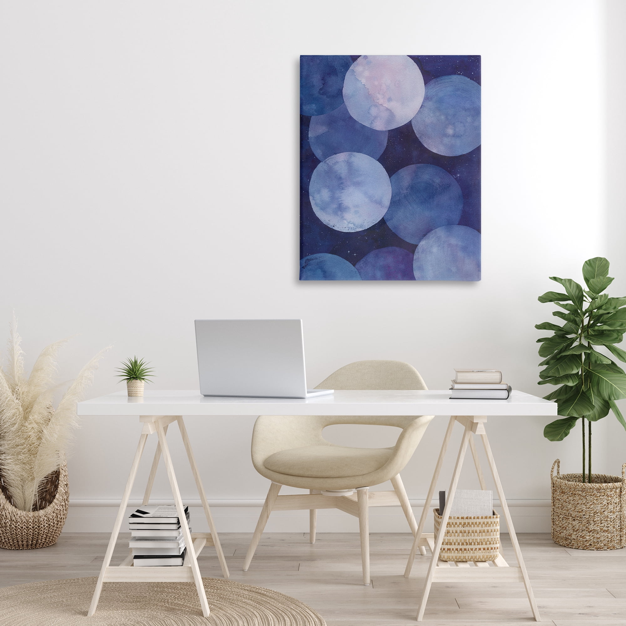 Stupell Industries Purple Circular Shapes Abstract Painting Gallery Wrapped Canvas Art Print Wall Art, 30 x 40