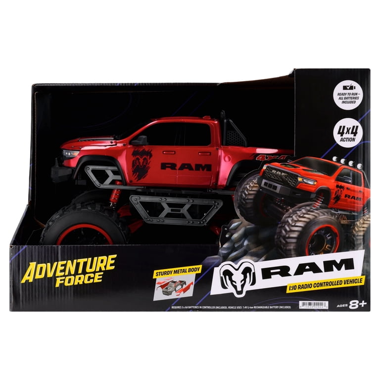 Adventure Force 1:10 RAM Truck Radio Controlled Vehicle, Red