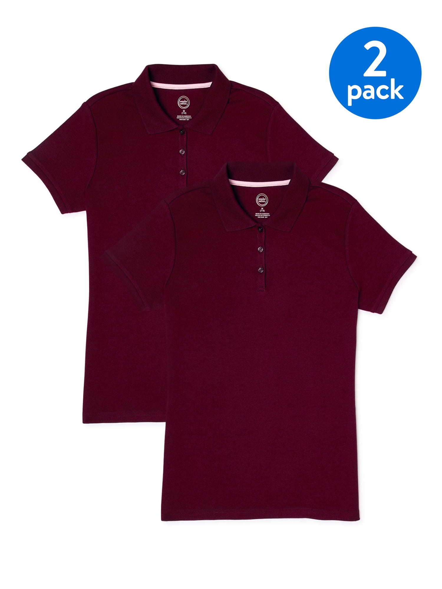 CLASSROOM Girls' Interlock Cap Sleeve Polo 