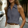 thumbnail image 3 of Favoffer Womens Casual Tank Tops V Neck Sleeveless Faux Linen Blend Solid Color Work Blouses Office Shirts for Business Meeting Daily Outdoor Weekend, 3 of 8