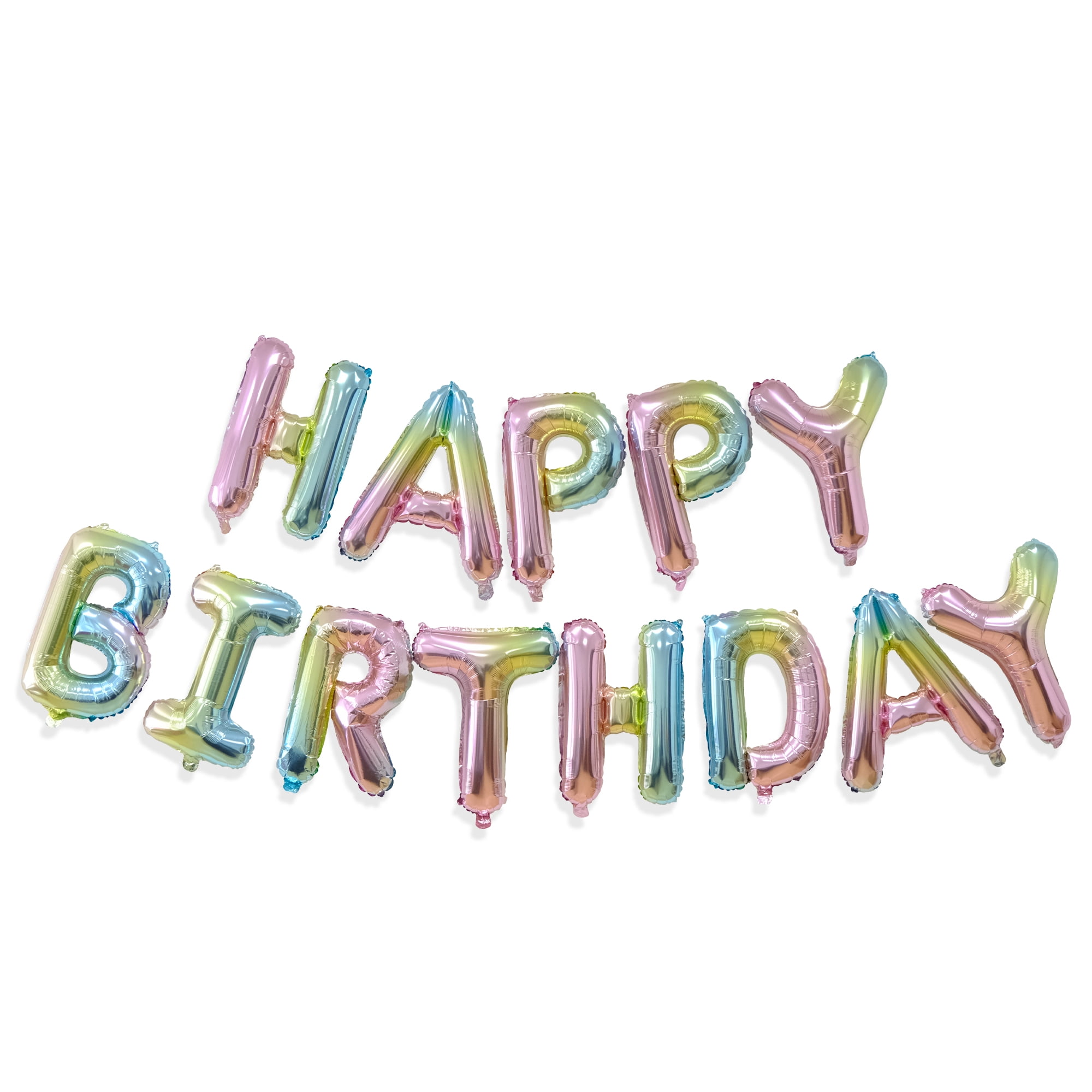 Way To Celebrate Pastel Rainbow Happy Birthday Letter Balloon Banner Kit