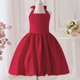 thumbnail image 5 of Girls' Halter Neck Bow Back Short Dress, Elegant Formal Party Dress for Piano Recitals 7-15 Years Red 9-10Years, 5 of 9
