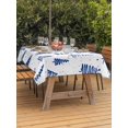 thumbnail image 2 of Outdoor Tablecloth with Umbrella Hole and Zipper, Christmas Tree Rectangle Table Cloth 60x84 Inch Waterproof Tablecloth, Xmas Blue Cartoon Tree Snowflakes Rustic Picnic Table Cover for Patio Camping, 2 of 7