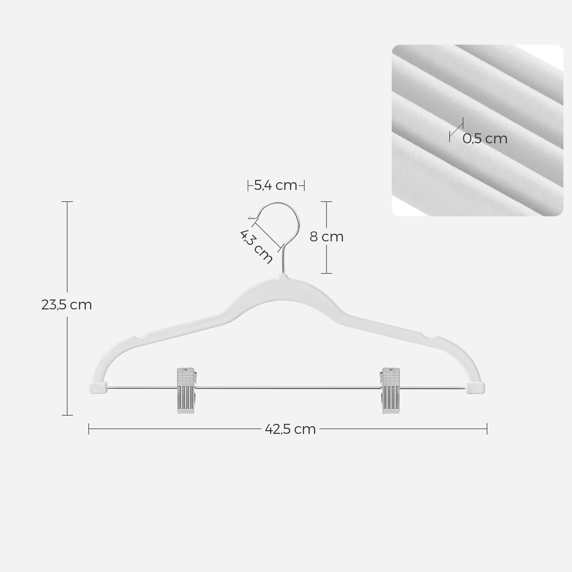 SONGMICS 30-Pack Velvet Skirt and Pants Hangers, White photo 7