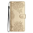 thumbnail image 2 of Leather For iPhone 16e Case Cherry Blossom&Butterfly Embossed Flip Wallet Leather Case with Card Holder Magnetic Closure Shockproof Kickstand Protective Phone Cases Cover,Gold,For iPhone 16e, 2 of 8