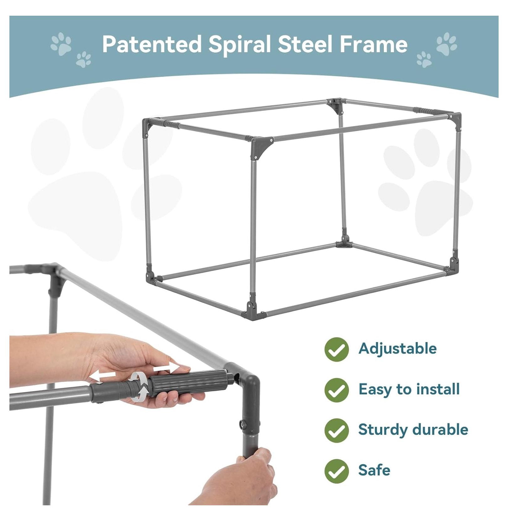 30" Indoor Soft Dog Crate – Patented Adjustable Sturdy Frame, Collapsible Portable Kennel for Home Use, Car & Travel, Medium Dogs, 3 Lockable Mesh Door, Thicken Mat, Grey